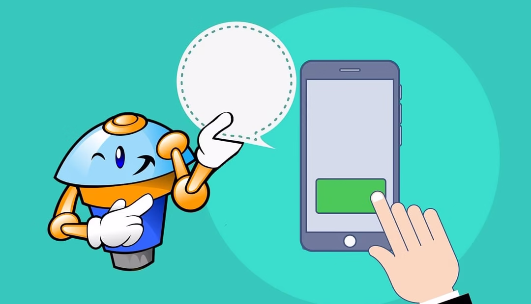 An AI chatbot being used on a smartphone. A blue-green background.