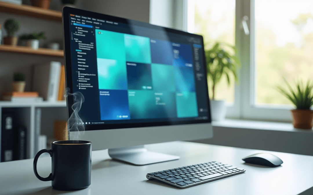 A desktop with an integrated development environment or code editor.