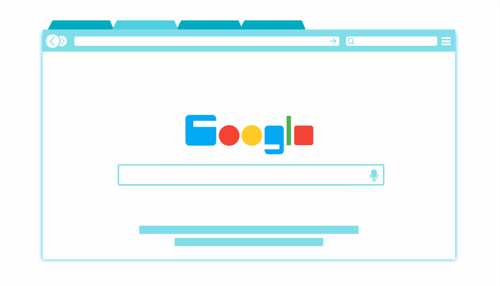 A web browser with the default search engine displayed.